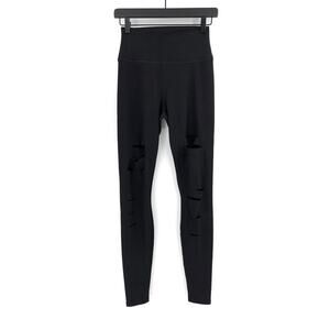 ALO YOGA 7/8 High-Waist Ripped Warrior Black S